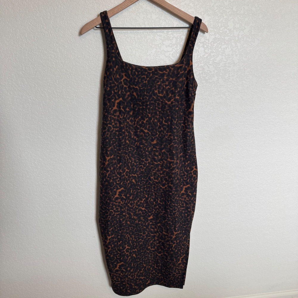 Athleisure Leopard Print Beyond Yoga Midi Dress Large Brown